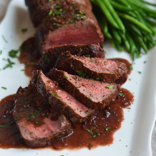 Beef Tenderloin with Red Wine Reduction